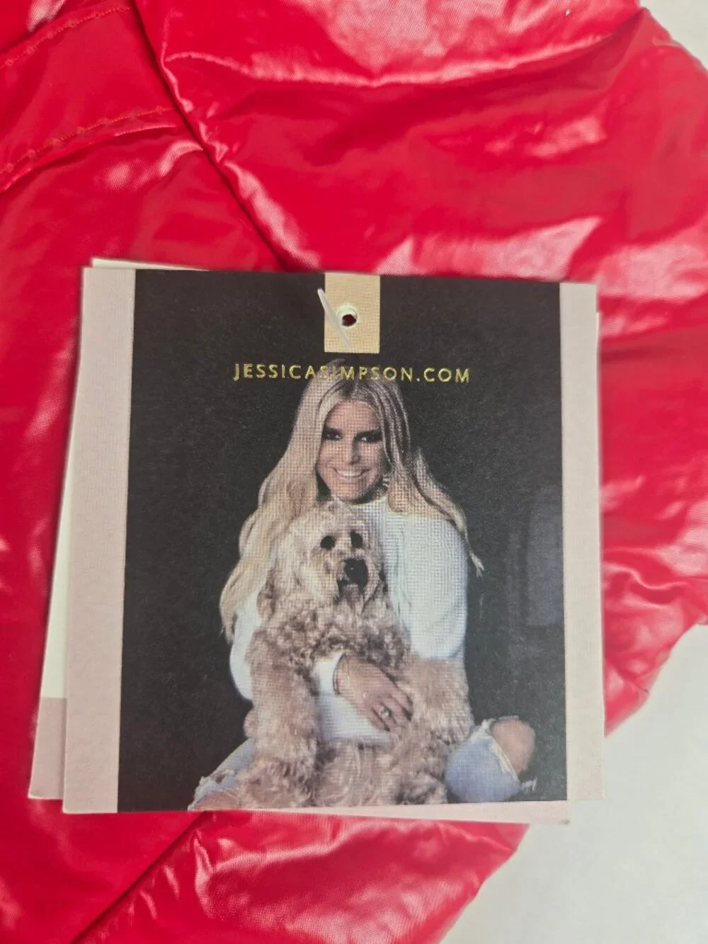 Jessica Simpson Size XL Red Puffer Dog Jacket Snap Closure D-Ring Leash Att NWT